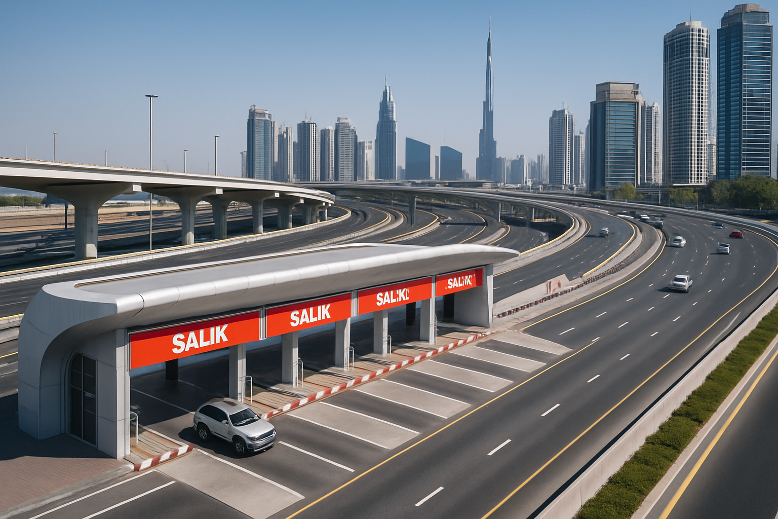 Modern toll road system in Dubai